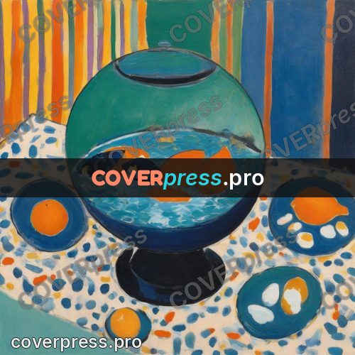 Matisse style drawing: glass globe on a table