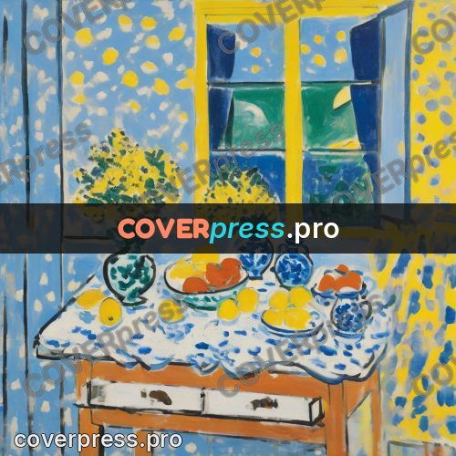 Matisse style drawing: yellow flowers on a table