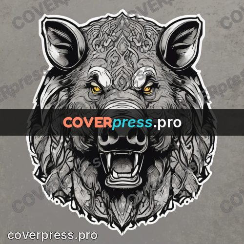 Sticker: boar head with tusks