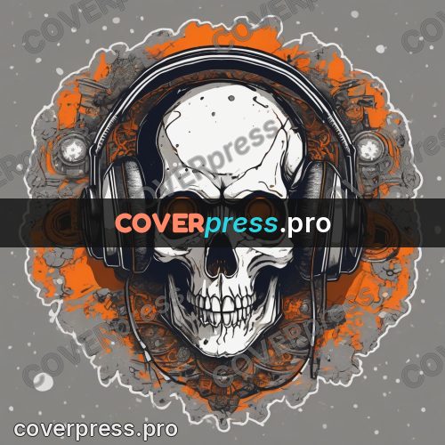 Sticker: skull in headphones in a circle
