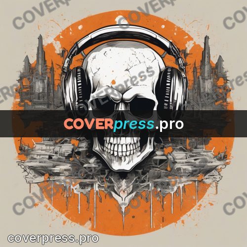 Sticker: skull in headphones on a disc