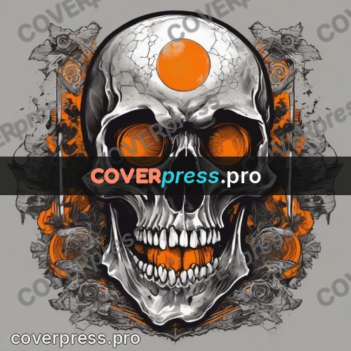 Sticker: skull with orange blots