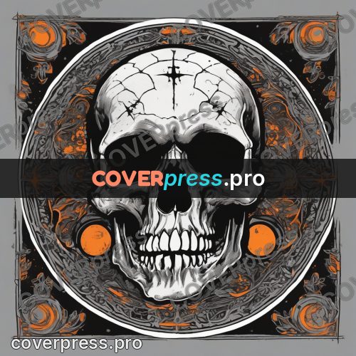 Sticker: skull with orange blots