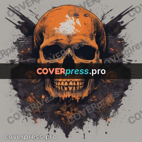 Sticker: skull on an orange patch