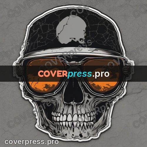 Sticker: skull on a dark patterned ground