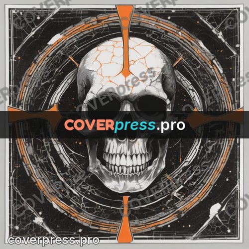 Sticker: skull on a dark patterned ground