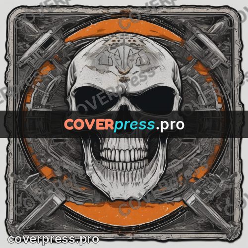 Sticker: skull in a frame with parts