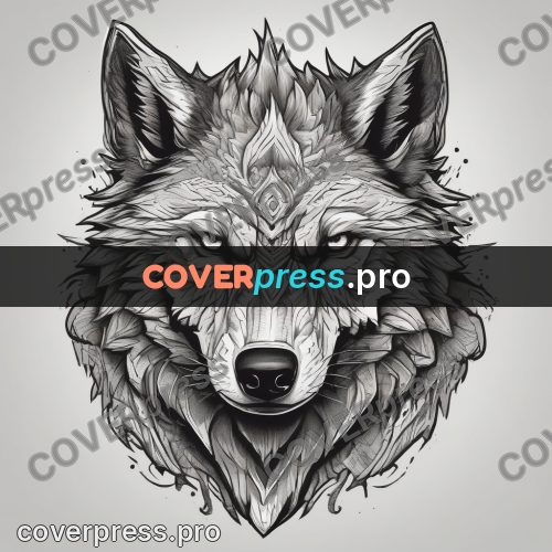 Sticker: wolf head in black and white