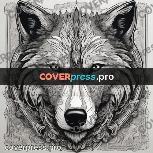 Sticker: wolf head in black and white