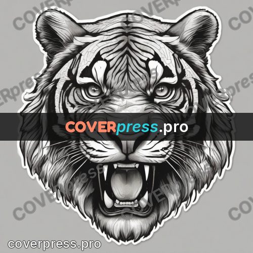 Sticker: tiger head with open jaws