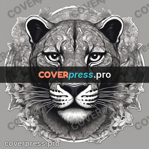 Sticker: big cat head in a ring