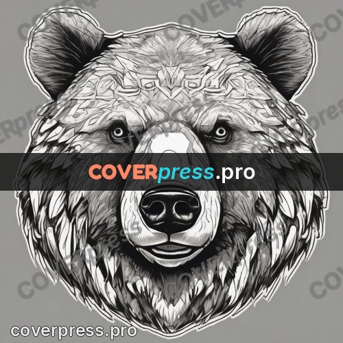Sticker: bear head in black and white