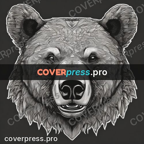 Sticker: bear head in black and white