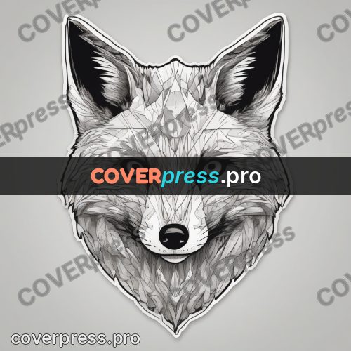Sticker: fox head in black and white