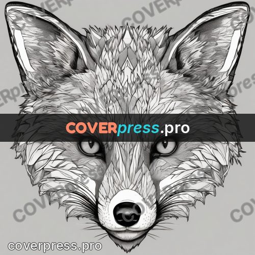 Sticker: fox head in black and white