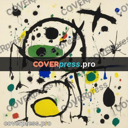 Miro style drawing: yellow and green patches