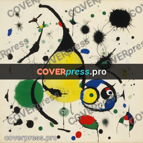 Miro style drawing: yellow and green patches