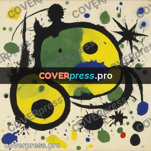 Miro style drawing: yellow and green patches