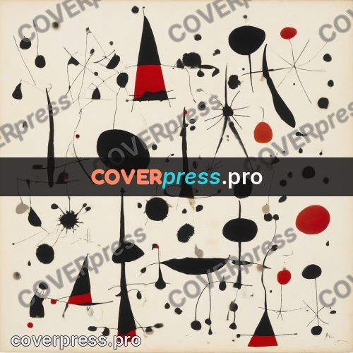 Miro style drawing: black cones and red rounds