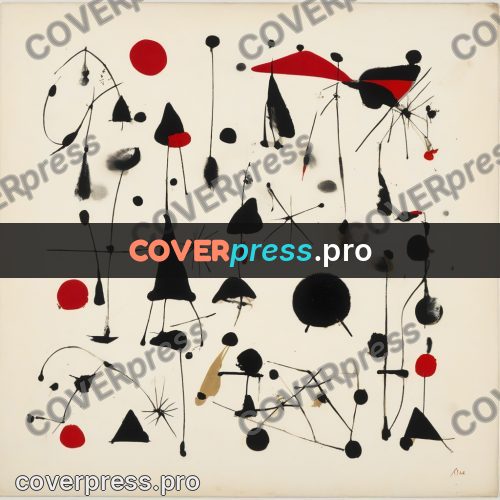 Miro style drawing: black cones and red rounds