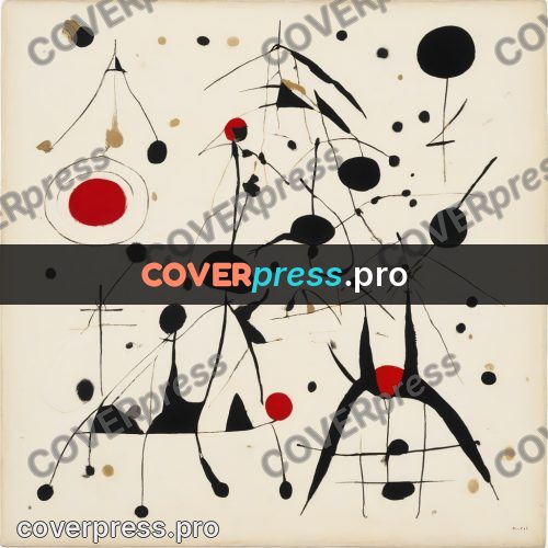 Miro style drawing: black cones and red rounds