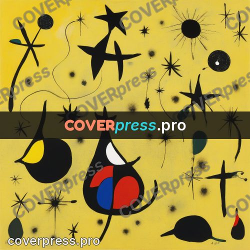 Miro style drawing: black stars on yellow