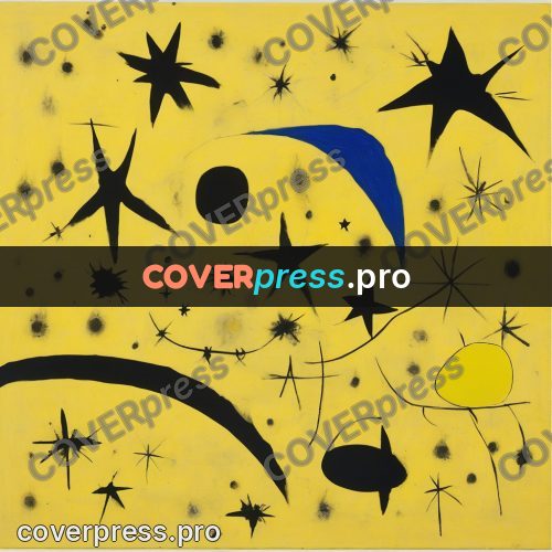 Miro style drawing: black stars on yellow