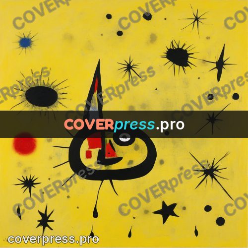 Miro style drawing: black stars on yellow