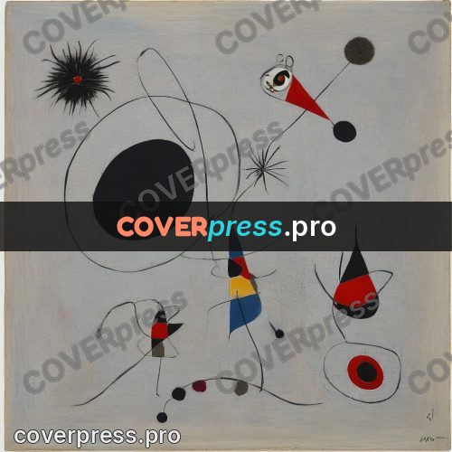 Miro style drawing: black drops on grey