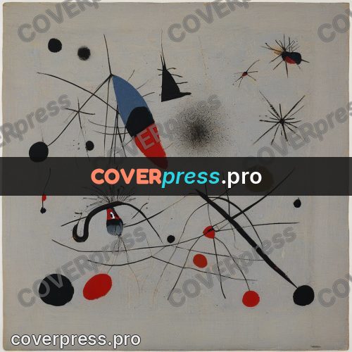Miro style drawing: black drops on grey