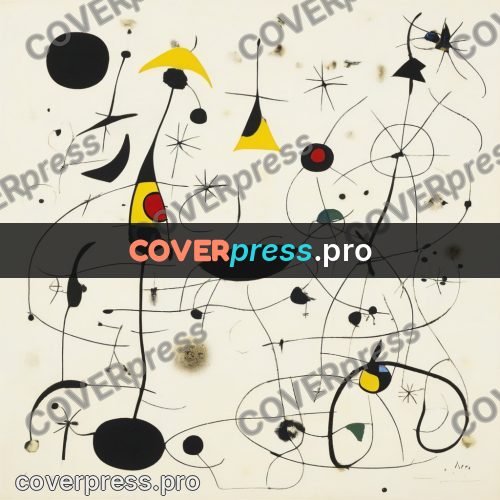 Miro style drawing: black spots and stars