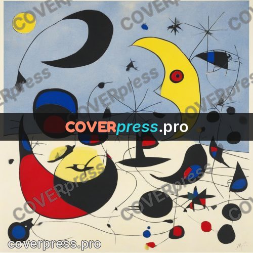 Miro style drawing: crescent among round patches