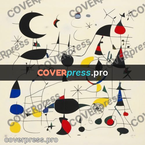 Miro style drawing: crescent among round patches