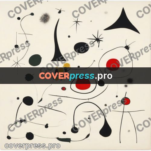 Miro style drawing: red and black patches