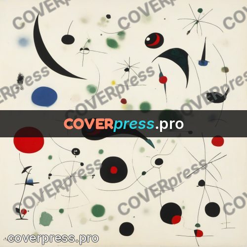 Miro style drawing: red and black patches