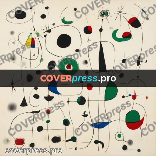 Miro style drawing: green and red patches