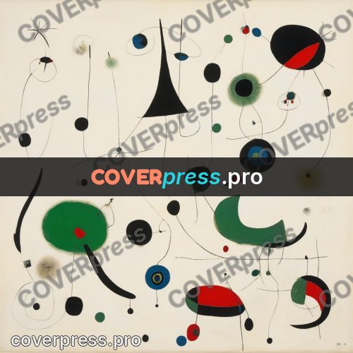 Miro style drawing: green and red patches