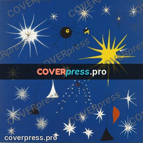 Miro style drawing: white stars on blue