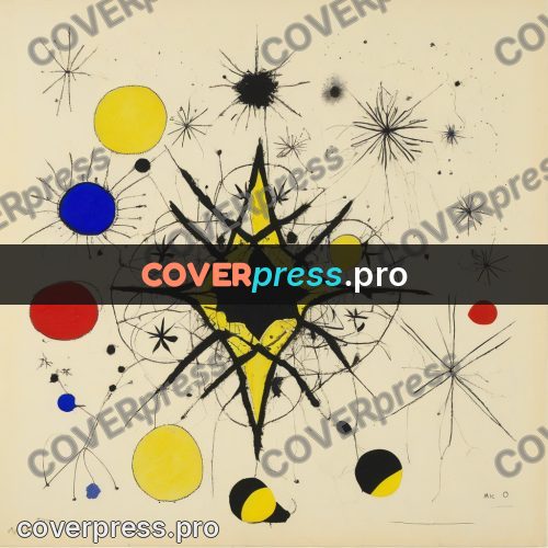 Miro style drawing: yellow star among blots