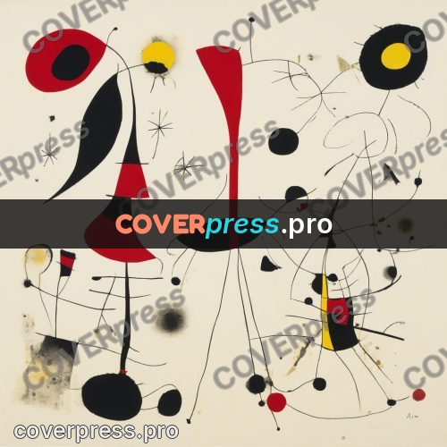 Miro style drawing: red signs on cream