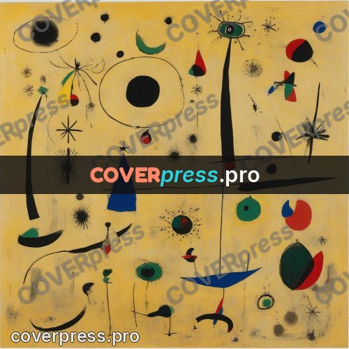 Miro style drawing: ochre patches and signs