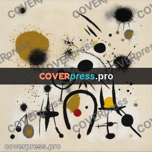 Miro style drawing: black blots and ochre
