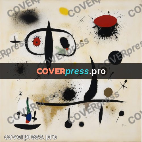 Miro style drawing: black blots and ochre