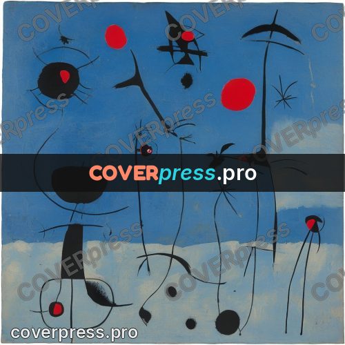 Miro style drawing: blue patches with red rounds
