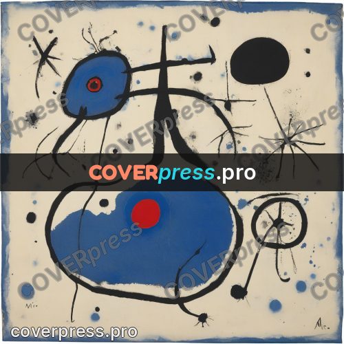 Miro style drawing: blue patches with red rounds