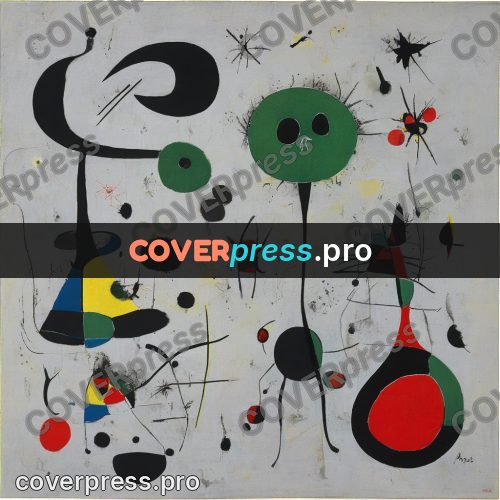 Miro style drawing: green signs on grey