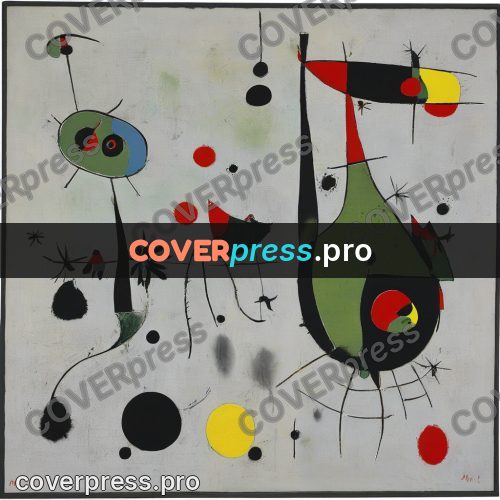 Miro style drawing: green signs on grey