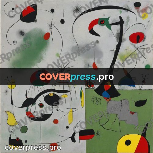 Miro style drawing: green signs on grey
