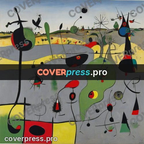 Miro style drawing: green signs on grey