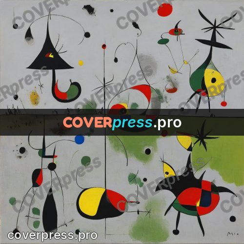 Miro style drawing: green signs on grey